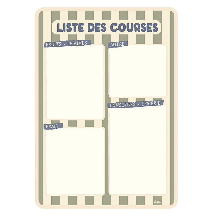 Liste de Courses Magnétique - Rayures Vert Ferflex