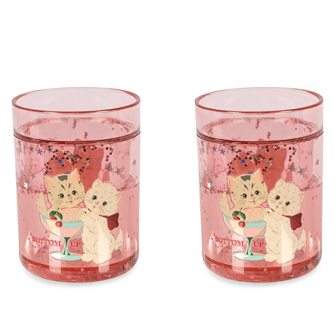 Lot de 2 Verres Magiques Rose Cat - 180 ml  Konges Sløjd