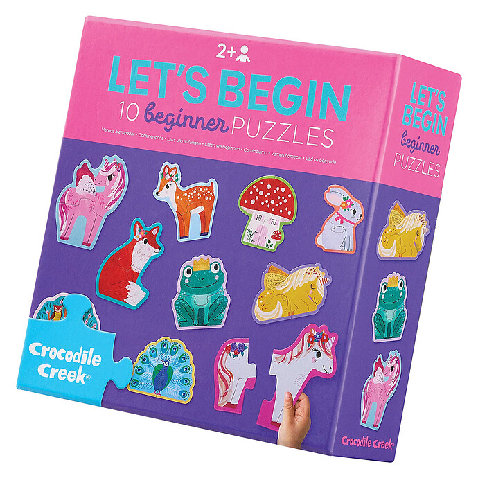 Lot de 10 Puzzles Let's Beggin 2 Pièces - Licorne Crocodile Creek