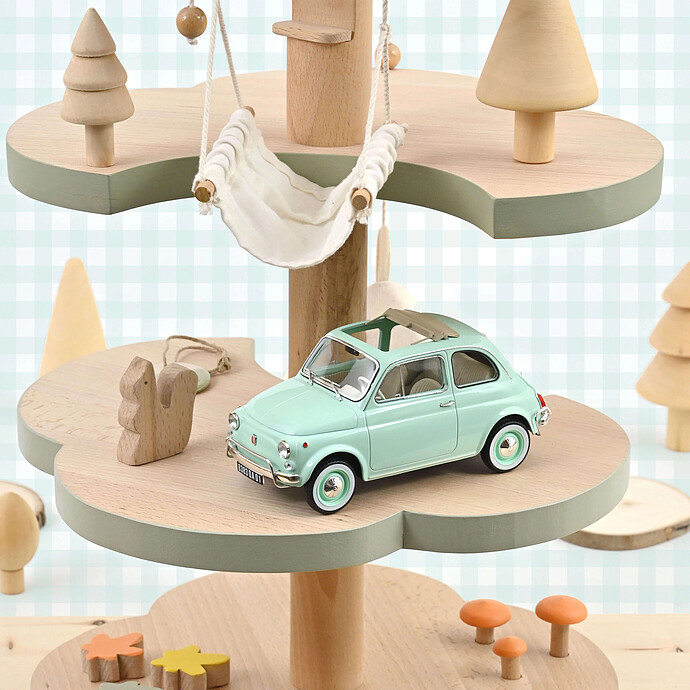 Pack Cadeau de Naissance Fiat 500 L 1968 1/18 - Bleu Pastel Norev