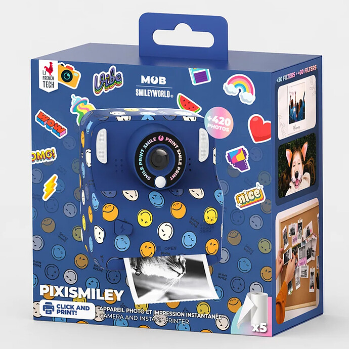Avis Appareil Photo Instantané Pixiprint Smiley World - Bleu
