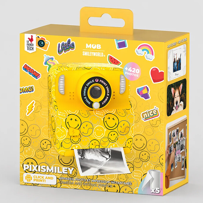 Avis Appareil Photo Instantané Pixiprint Smiley World - Jaune