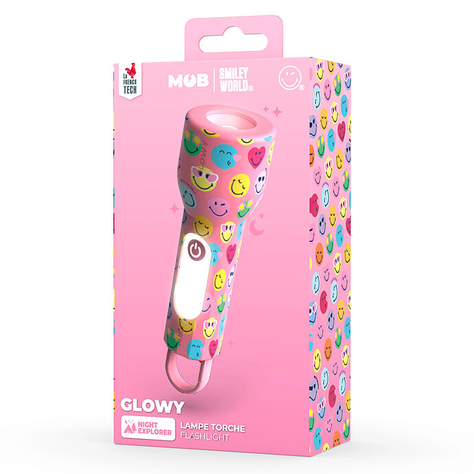 Avis Lampe Torche Glowy Smiley World - Rose