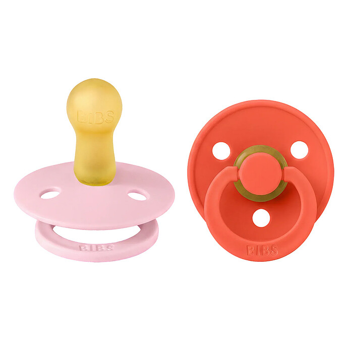 Lot de 2 Sucettes Rondes Colour Baby Pink & Tango - 6/18 Mois Bibs